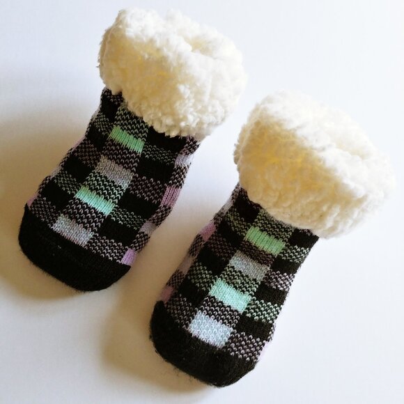 Pudus Plaid Lumberjack Sherpa Lined Slipper Socks - Picture 2 of 6